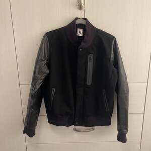 Nike Destroyer Varsity Leather Wool Jacket Black Wm Sz S